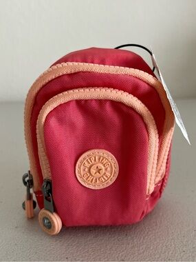 NWT - Kipling Seoul Mini Printed Keychain Charm in Joyous Pink C - BTS Tweens